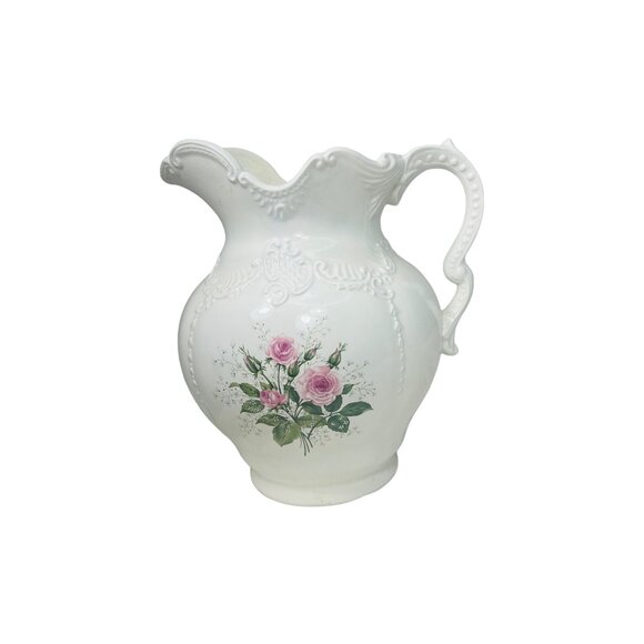 Vintage Ceramic Pitcher With Hand-Painted Floral Design By Carol - Picture 3 of 10